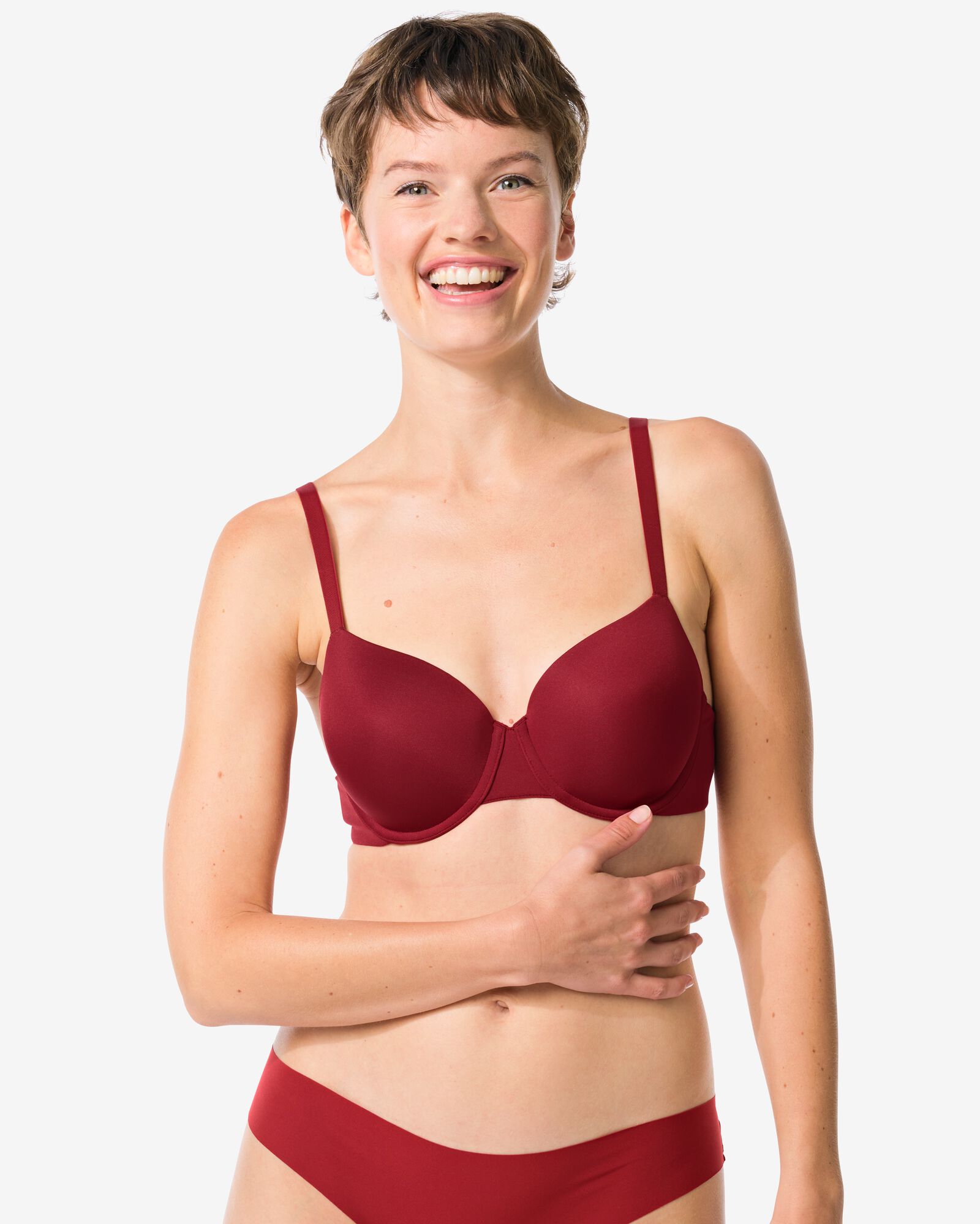 voorgevormde bh met beugel donkerrood - 21800450DARKRED - HEMA