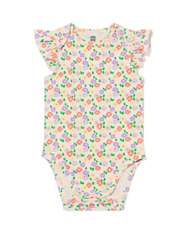 Mitwachsender Baby-Strampler mit R&uuml;schen und Blumen eierschalenfarben eierschalenfarben - 33303160OFFWHITE - HEMA