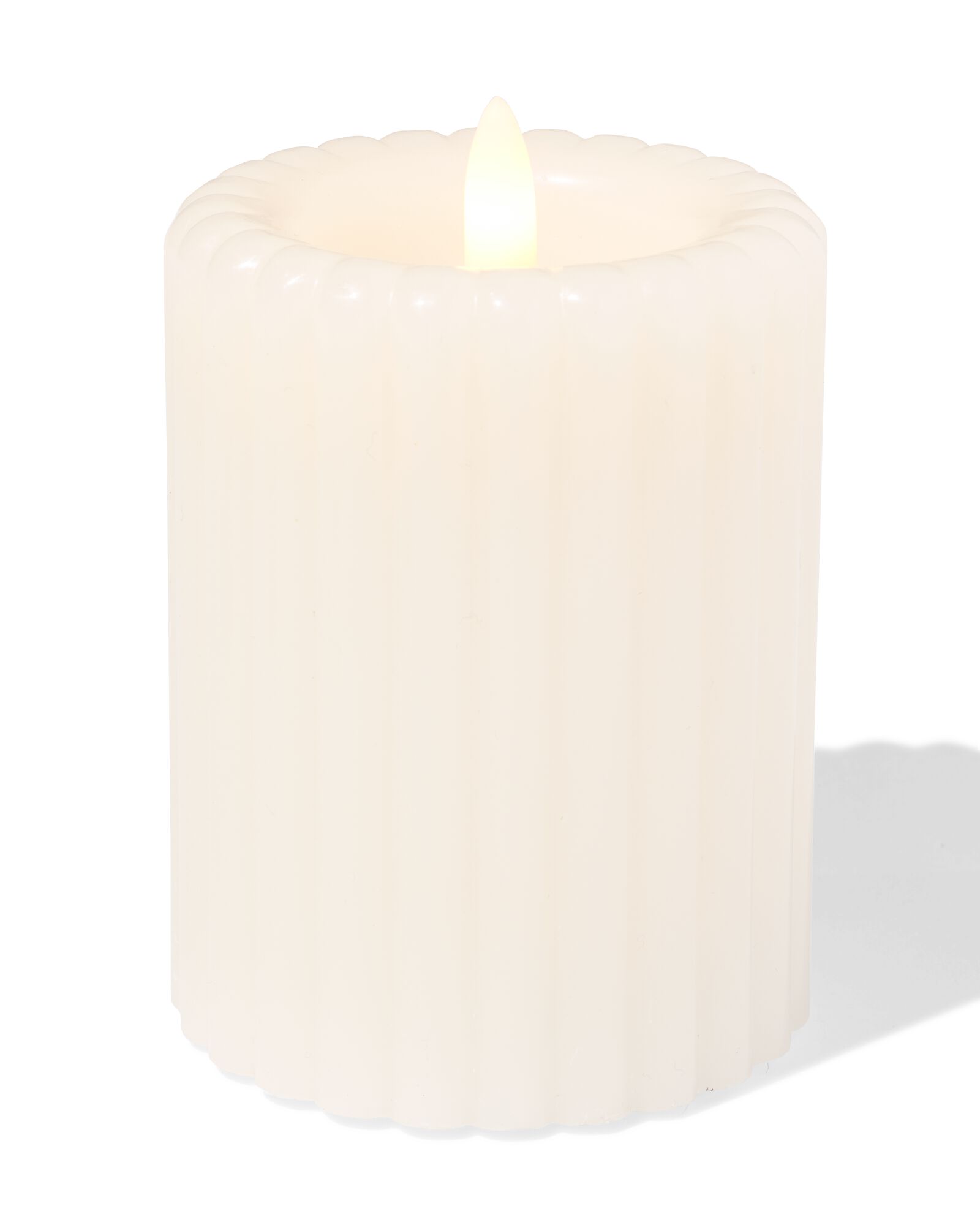 LED-Kerze, 7,5 &times; 10 cm, gerippt, Elfenbein - 13550089 - HEMA