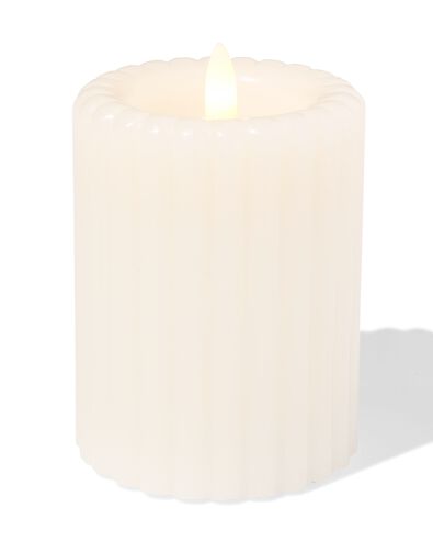 LED-Kerze, 7,5 &times; 10 cm, gerippt, Elfenbein - 13550089 - HEMA