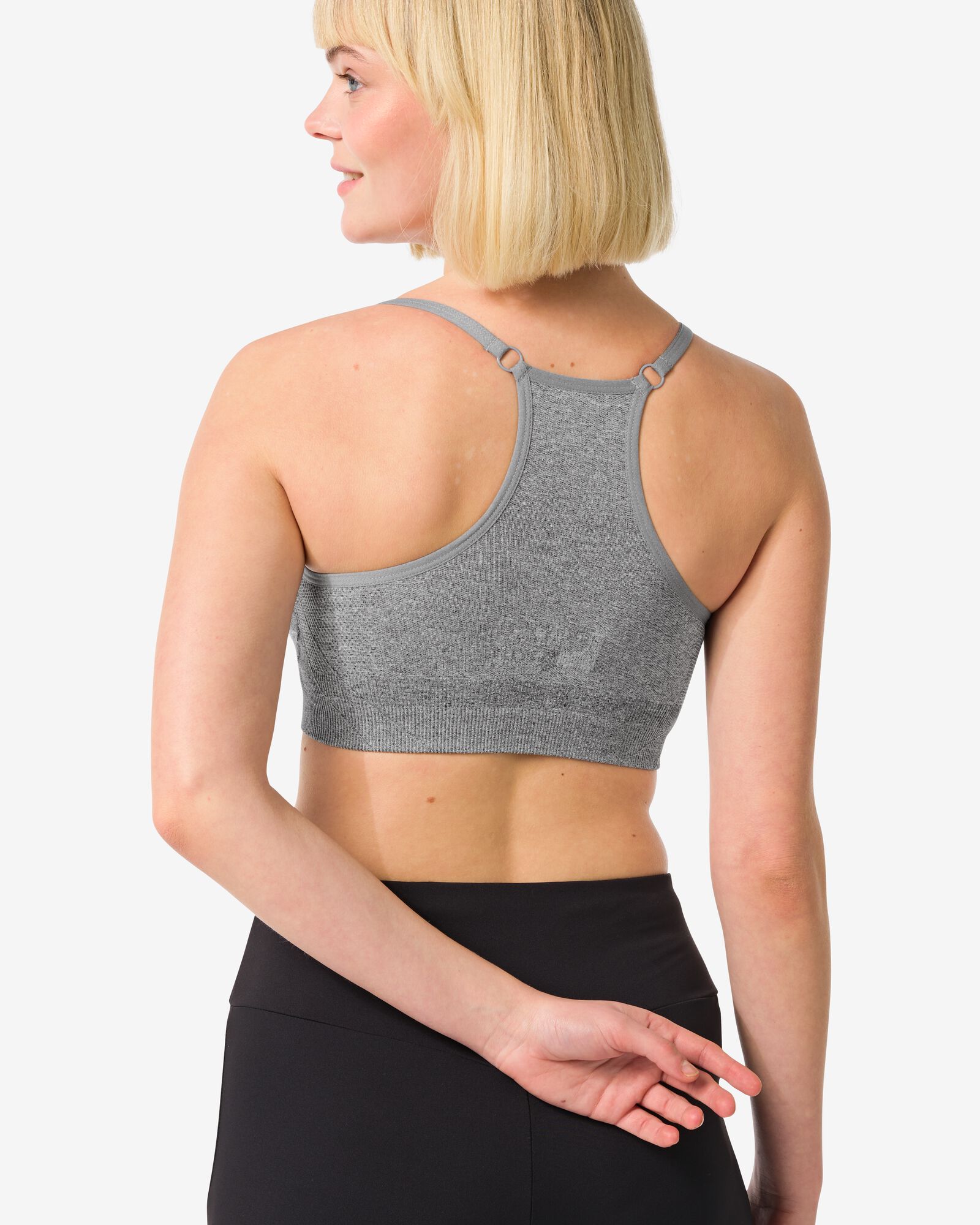 voorgevormde sporttop light support zonder beugel naadloos grijsmelange grijsmelange - 21700145GREYMELANGE - HEMA