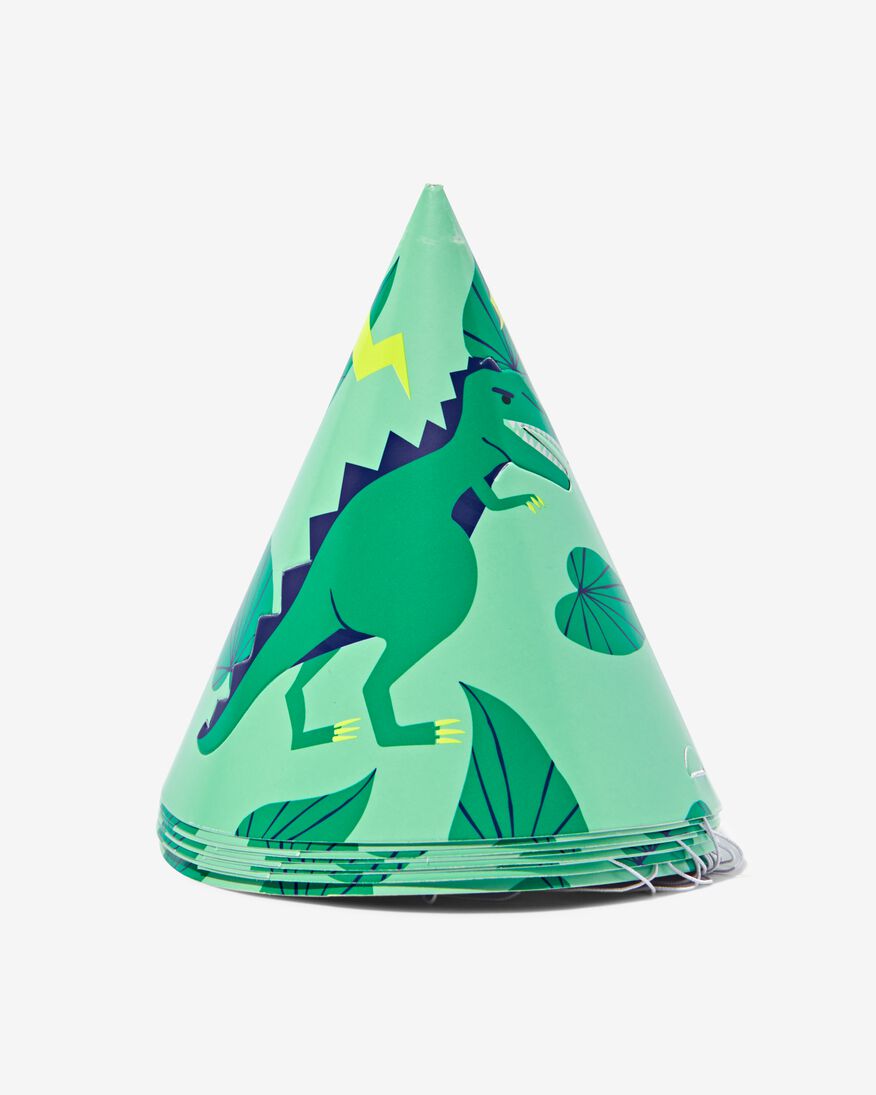 8 chapeaux de fête en papier Ø12cm dinosaure - 14200420 - HEMA