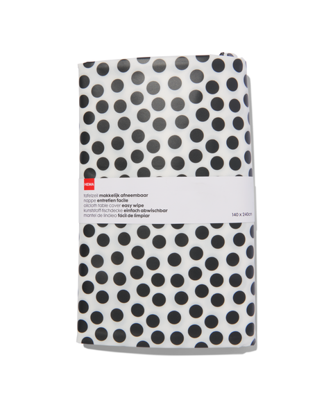 Tischtuch, 140 x 240 cm, Polyester – Punkte, schwarz/weiß - 5300068 - HEMA