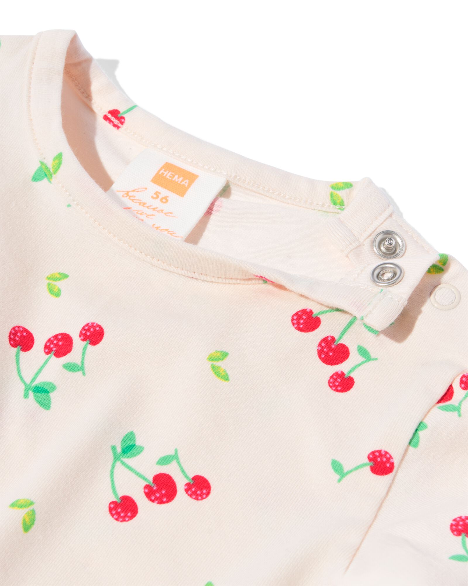 Newborn T-Shirt, Kirschen ecru ecru - 33443820ECRU - HEMA