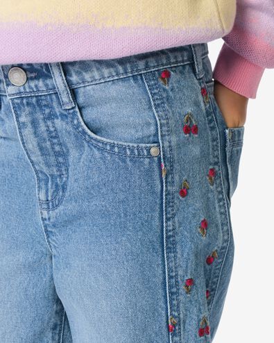kinderjeans wijd fruitprint middenblauw middenblauw - 30839004MIDBLUE - HEMA