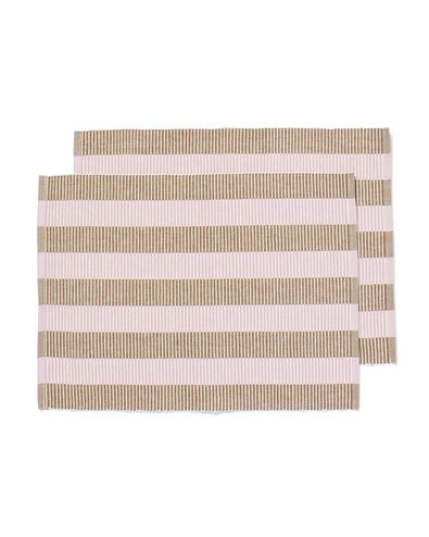 placemats 45x35cm katoen strepen roze-wit - 2 stuks - 5300149 - HEMA