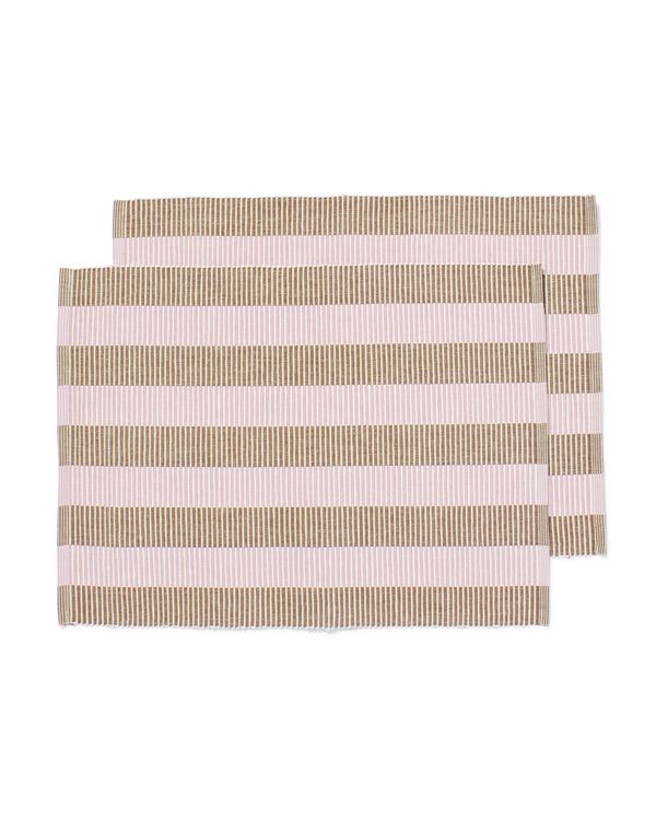 placemats 45x35cm katoen strepen roze-wit - 2 stuks - 5300149 - HEMA