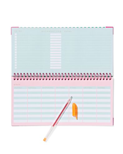 agenda hebdomadaire 27 x 14 cm vert-rose - 14100237 - HEMA
