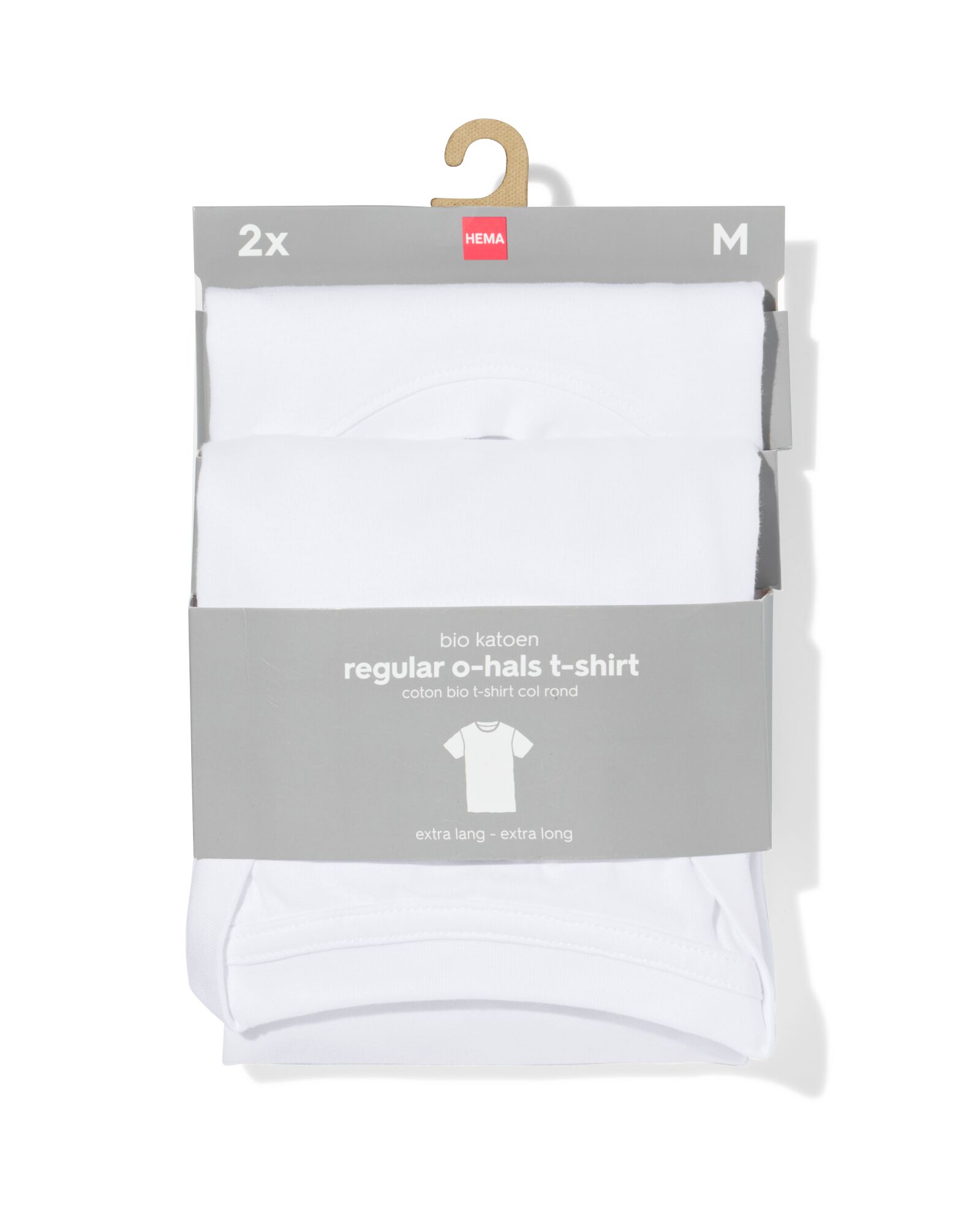2er-Pack Herren-T-Shirts, Regular Fit, Rundhalsausschnitt, extralang wei&szlig; wei&szlig; - 1000009941 - HEMA