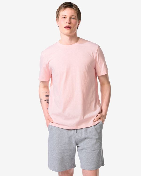 heren T-shirt Jaap slub lichtroze lichtroze - 2178860LIGHTPINK - HEMA