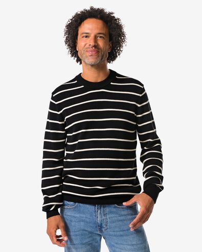 Herrenpullover Nyck, gestreift schwarz - 2129940BLACK - HEMA