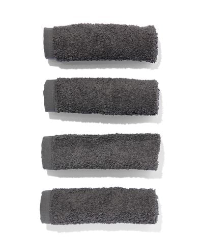 4 serviettes pour le visage 30x30 grises - qualité épaisse - 5210074 - HEMA
