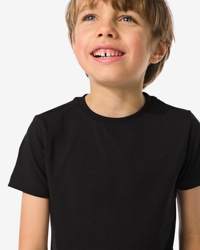 kinder basis t-shirts stretch katoen - 2 stuks zwart zwart - 30729403BLACK - HEMA