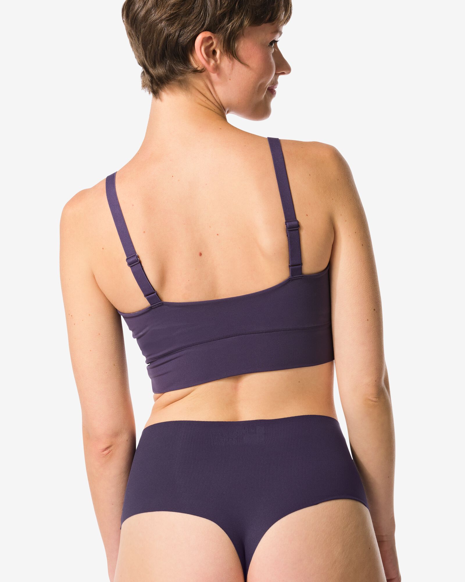 string femme taille haute microfibre c&ocirc;tel&eacute; confort ultime violet fonc&eacute; - 19631424DARKPURPLE - HEMA
