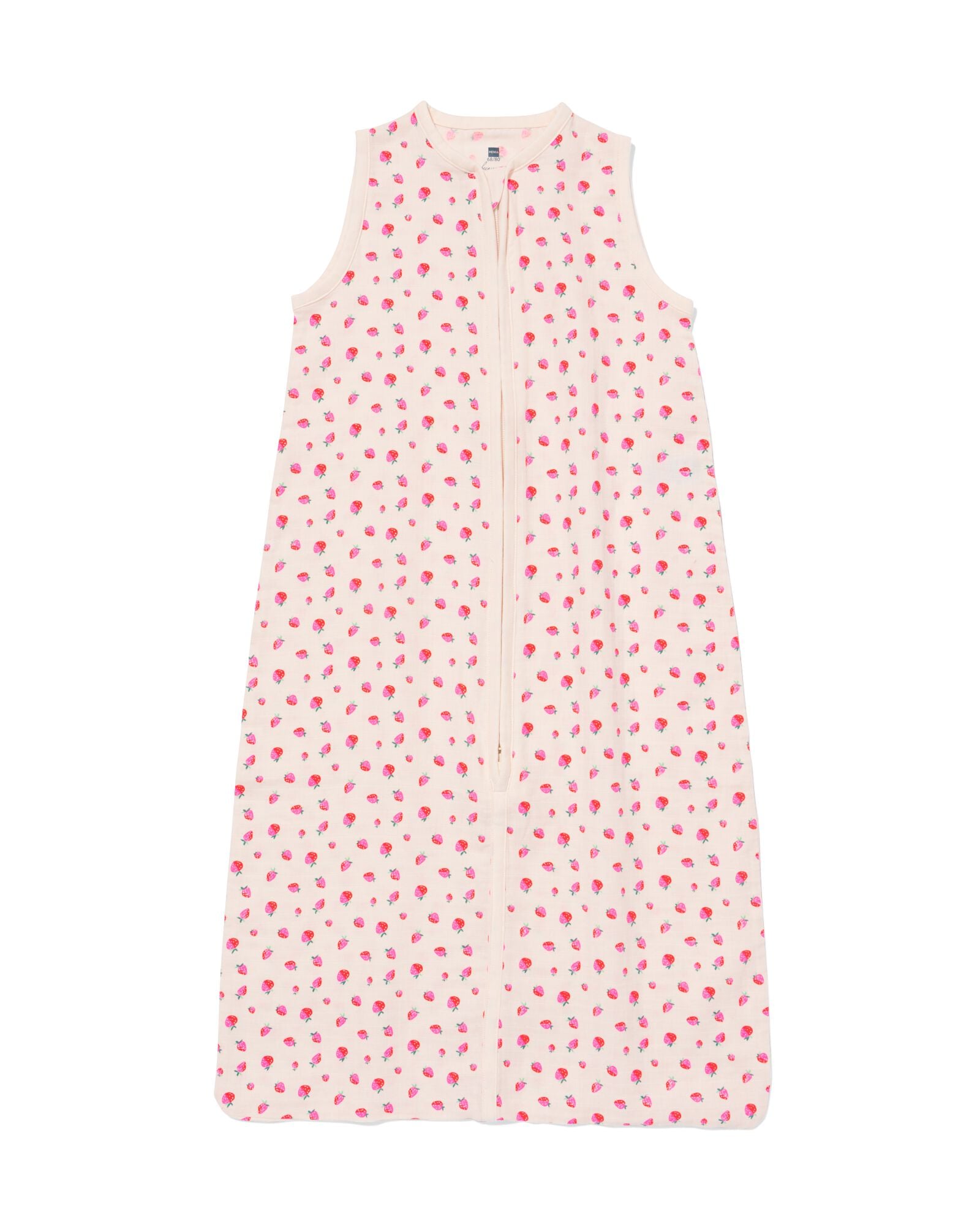 babyslaapzak mouwloos mousseline 0.5tog aardbeien lichtroze lichtroze - 33302060LIGHTPINK - HEMA