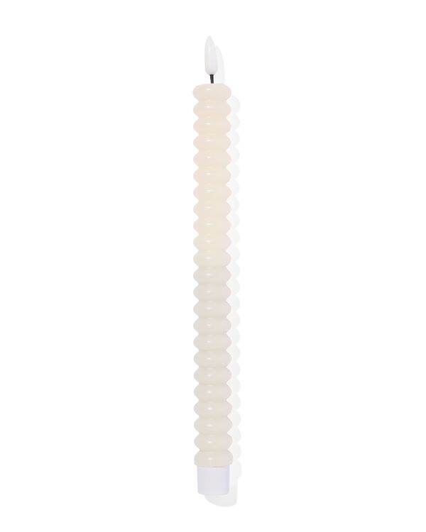 Bougie LED nervur&eacute;e avec cire &Oslash;2,5 x 29 ivoire - 13550108 - HEMA