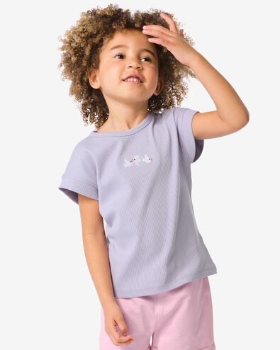 Kinder-T-Shirt, Stickerei violett - 30856107PURPLE - HEMA