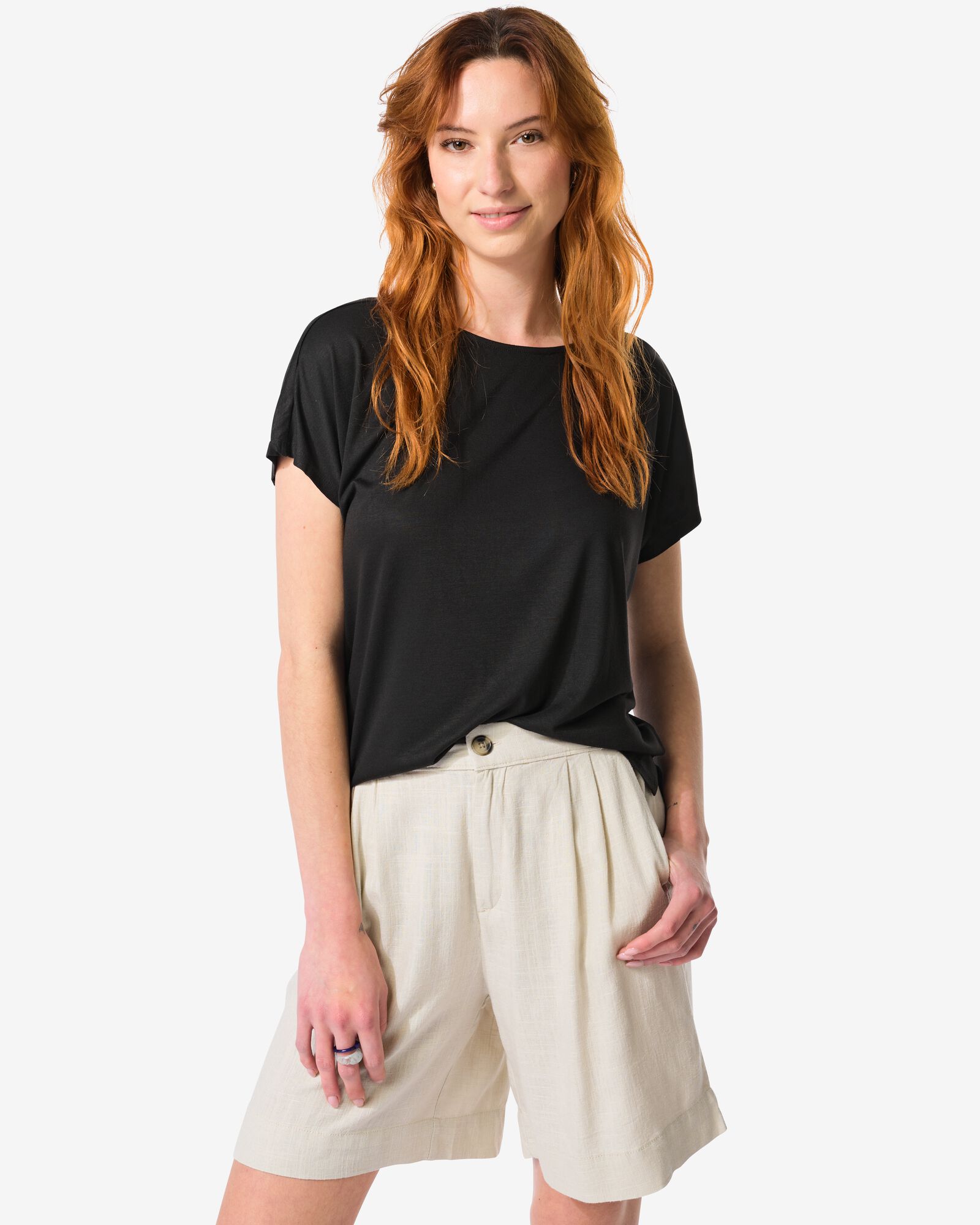 t-shirt femme Amelie avec bambou noir - 36355170BLACK - HEMA