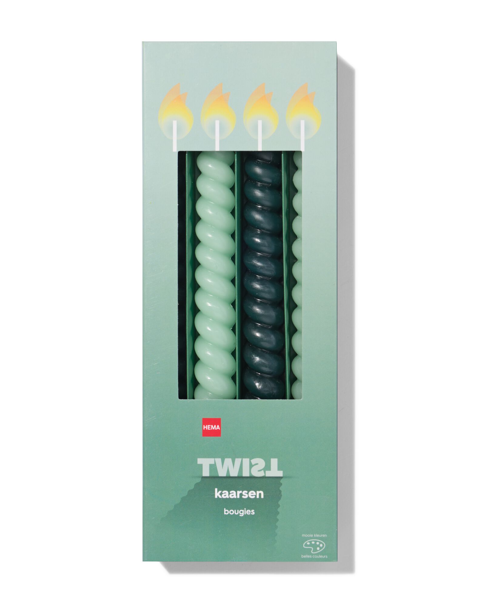 bougies torsadées vertes 4 pièces  - 13506094 - HEMA