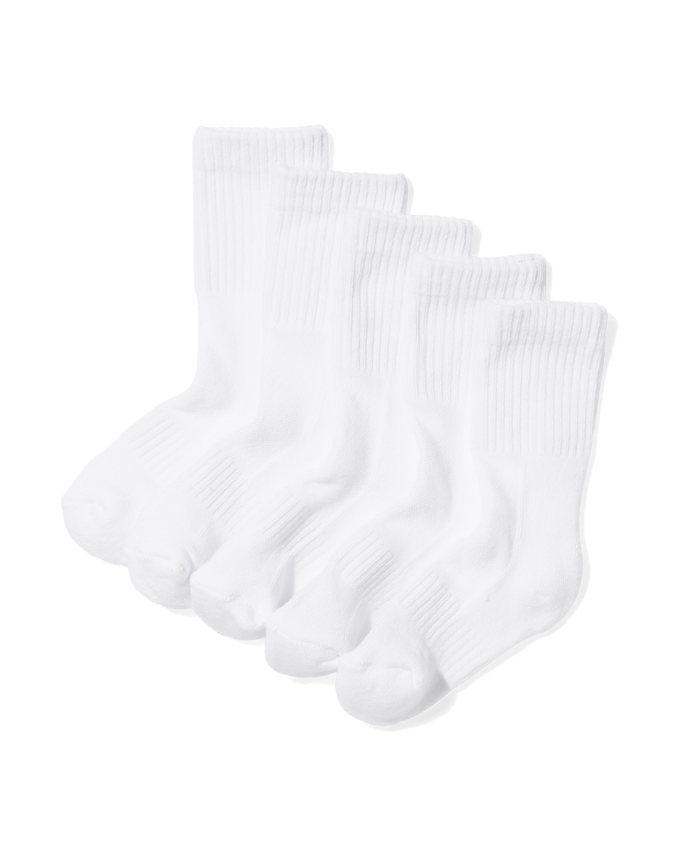 5 paires de chaussettes de sport enfant blanc blanc - 1000028441 - HEMA