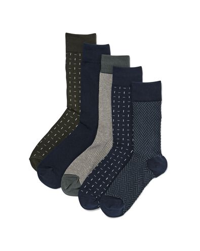 herensokken grafisch - 5 paar donkergroen - 4150530DARKGREEN - HEMA