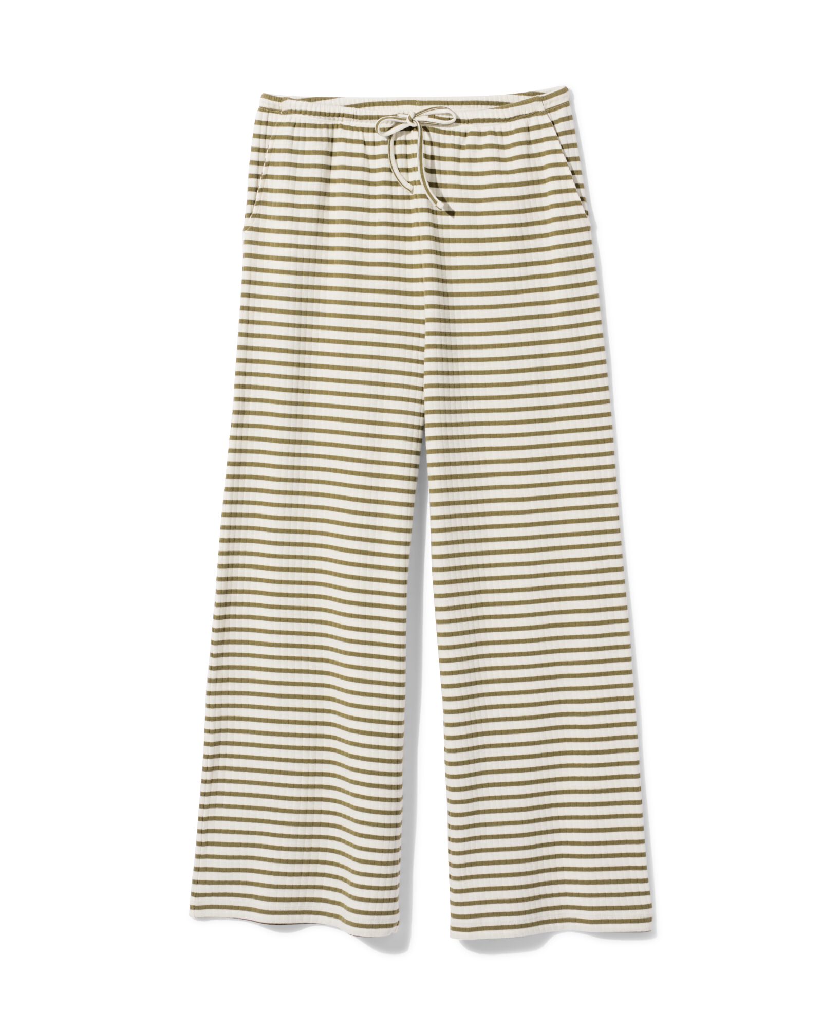 pantalon femme No&euml;l coupe large jersey ray&eacute; olive olive - 36209330OLIVE - HEMA