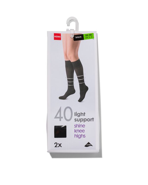lot de 2 paires de mi-bas gainants noir noir - 1000000877 - HEMA