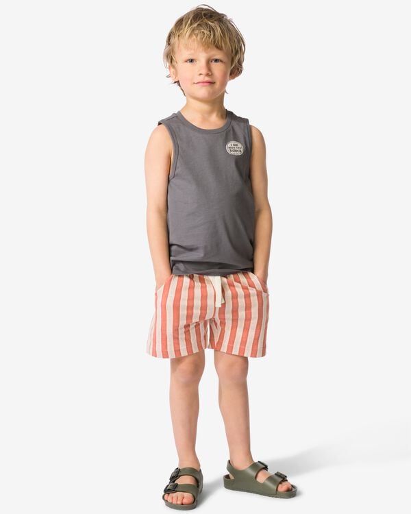 kindershort regular fit sweatstof strepen bruin bruin - 30718202BROWN - HEMA