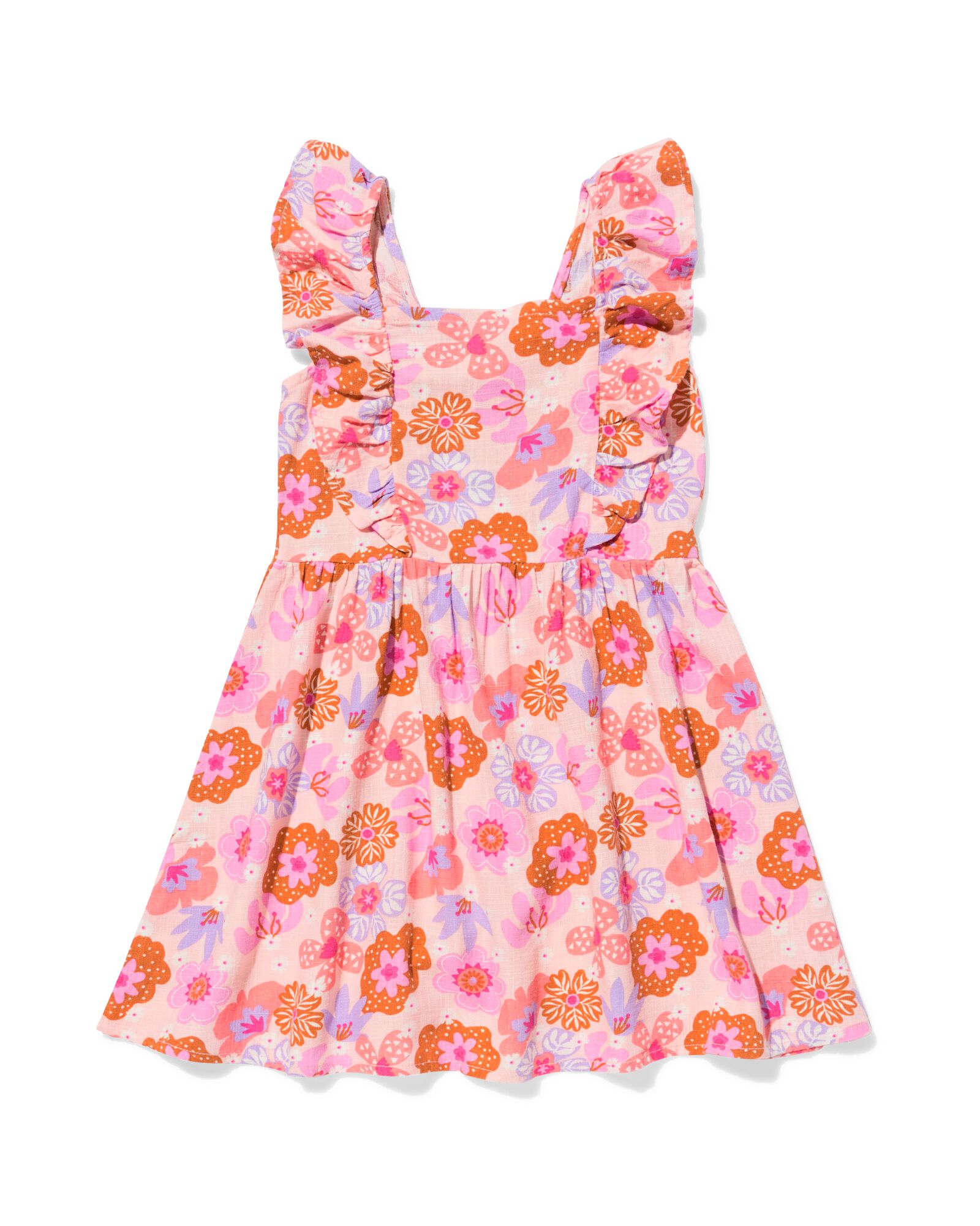 robe enfant trap&egrave;ze fleurs rose rose - 30848504PINK - HEMA