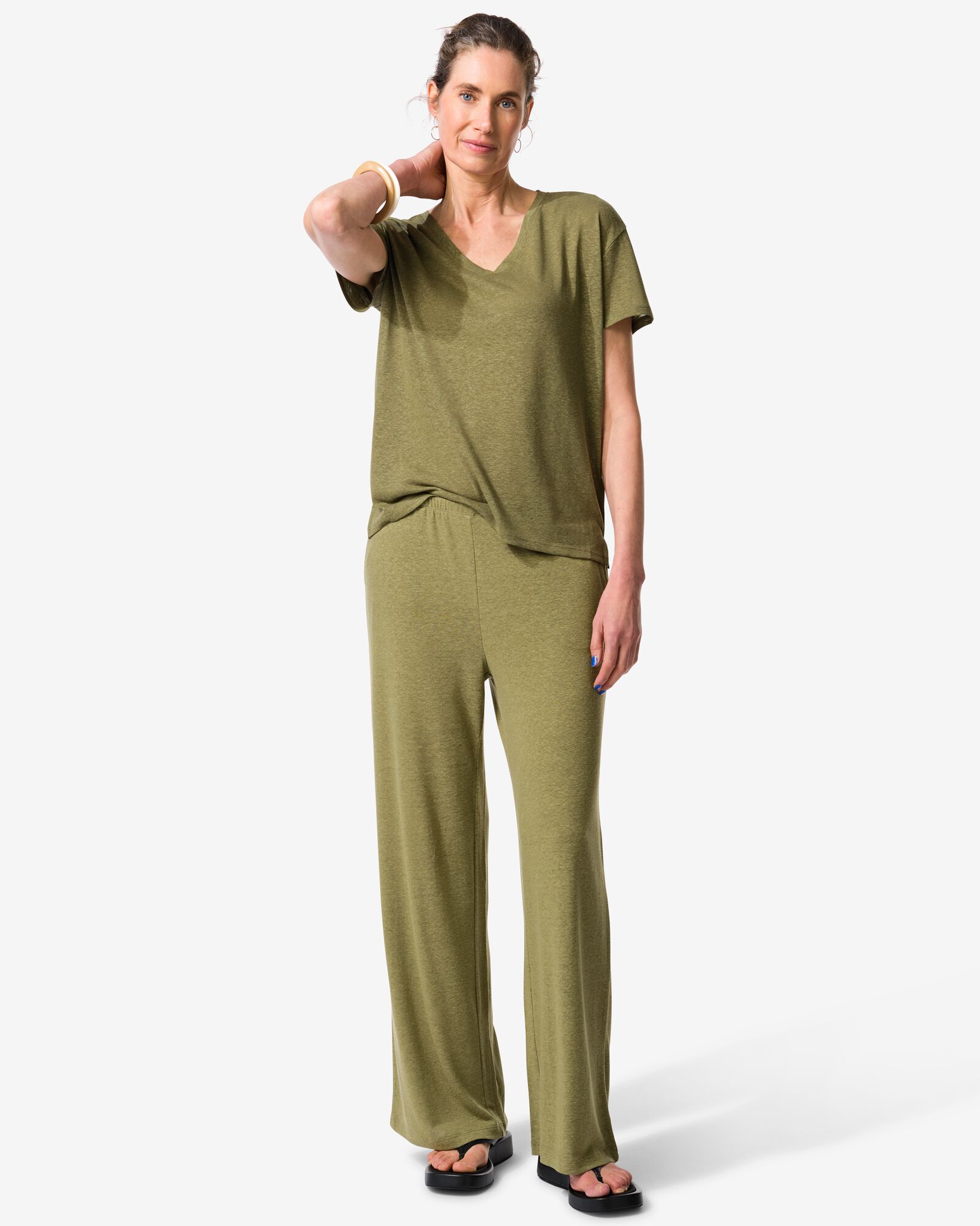 pantalon femme Cora coupe droite vert vert - 36209360GREEN - HEMA