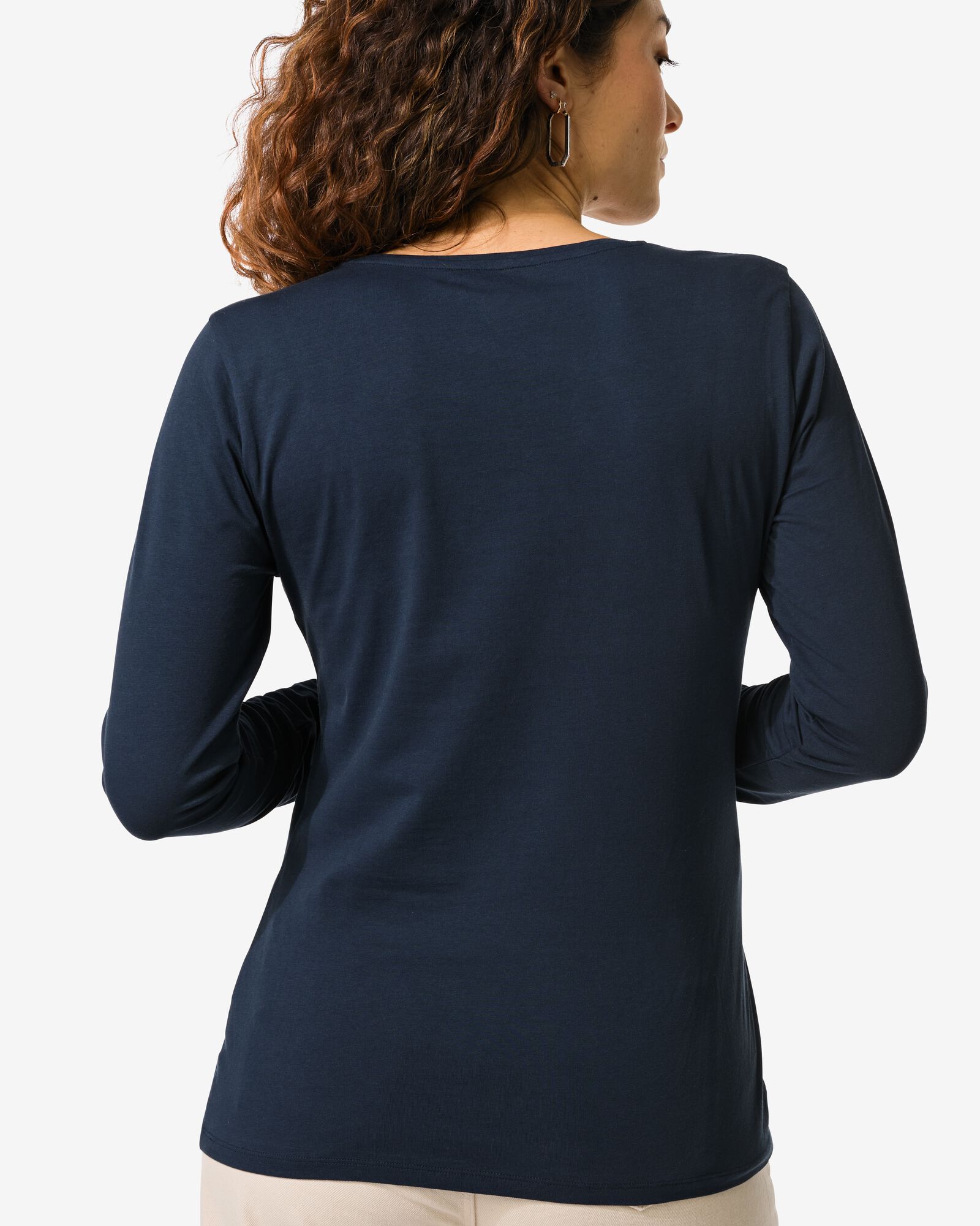 t-shirt femme slim fit col rond bleu fonc&eacute; bleu fonc&eacute; - 36301870DARKBLUE - HEMA