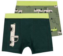 2 boxers enfant coton / stretch voiture vert vert - 1000025645 - HEMA