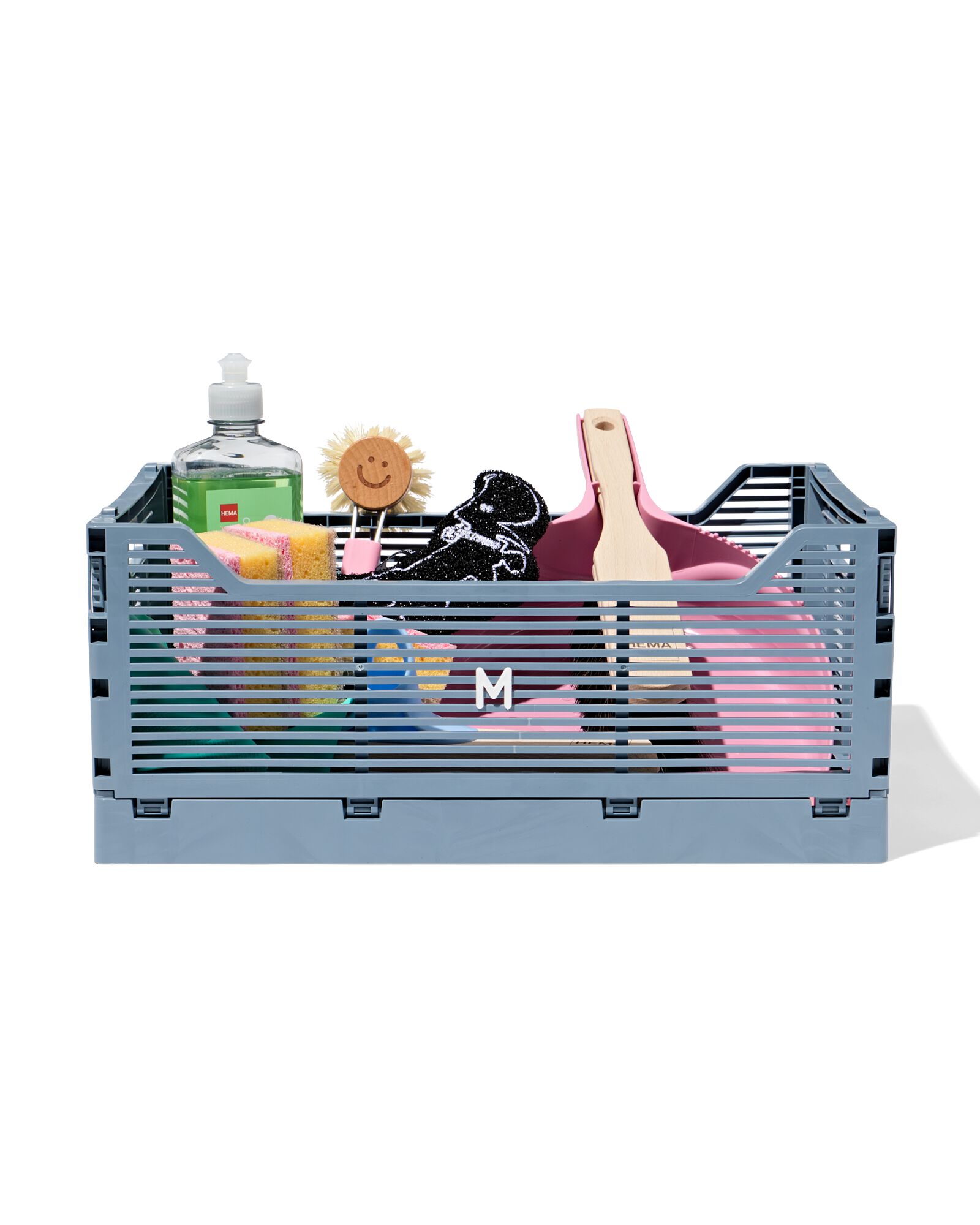 Klappbox zum Beschriften, recycelt, M, Steinblau dunkelblau M  30 x 40 x 17 - 39811088 - HEMA