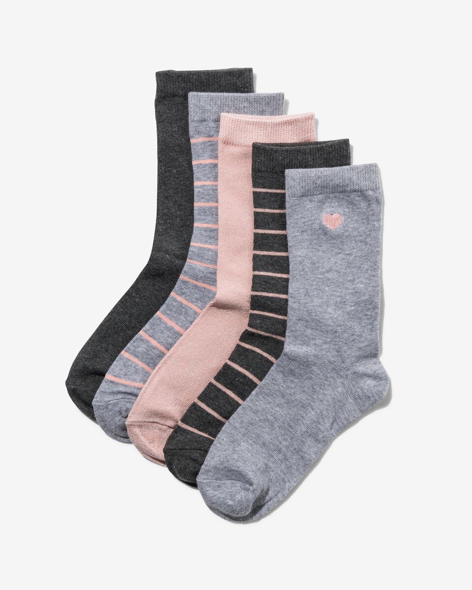 5er-Pack Damen-Socken, hoher Baumwollanteil graumeliert graumeliert - 1000025634 - HEMA