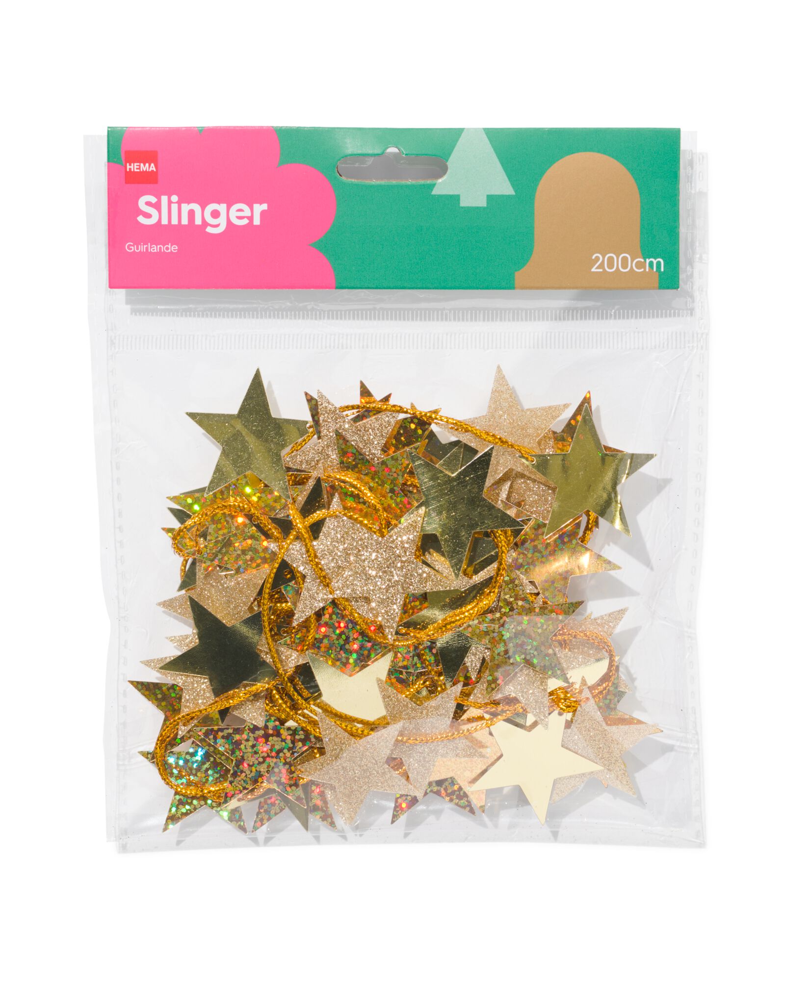 slinger 2m sterren goud - 25150083 - HEMA