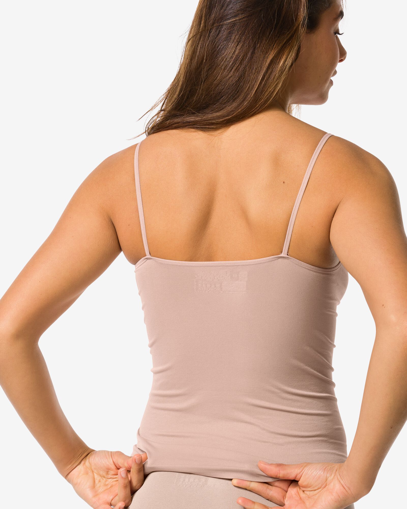 dameshemd naadloos micro spaghettibandjes beige beige - 19607630BEIGE - HEMA