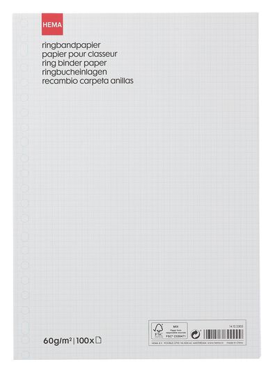 100er-Pack Ringbucheinlagen, kariert (5 x 5 mm) - 14122303 - HEMA