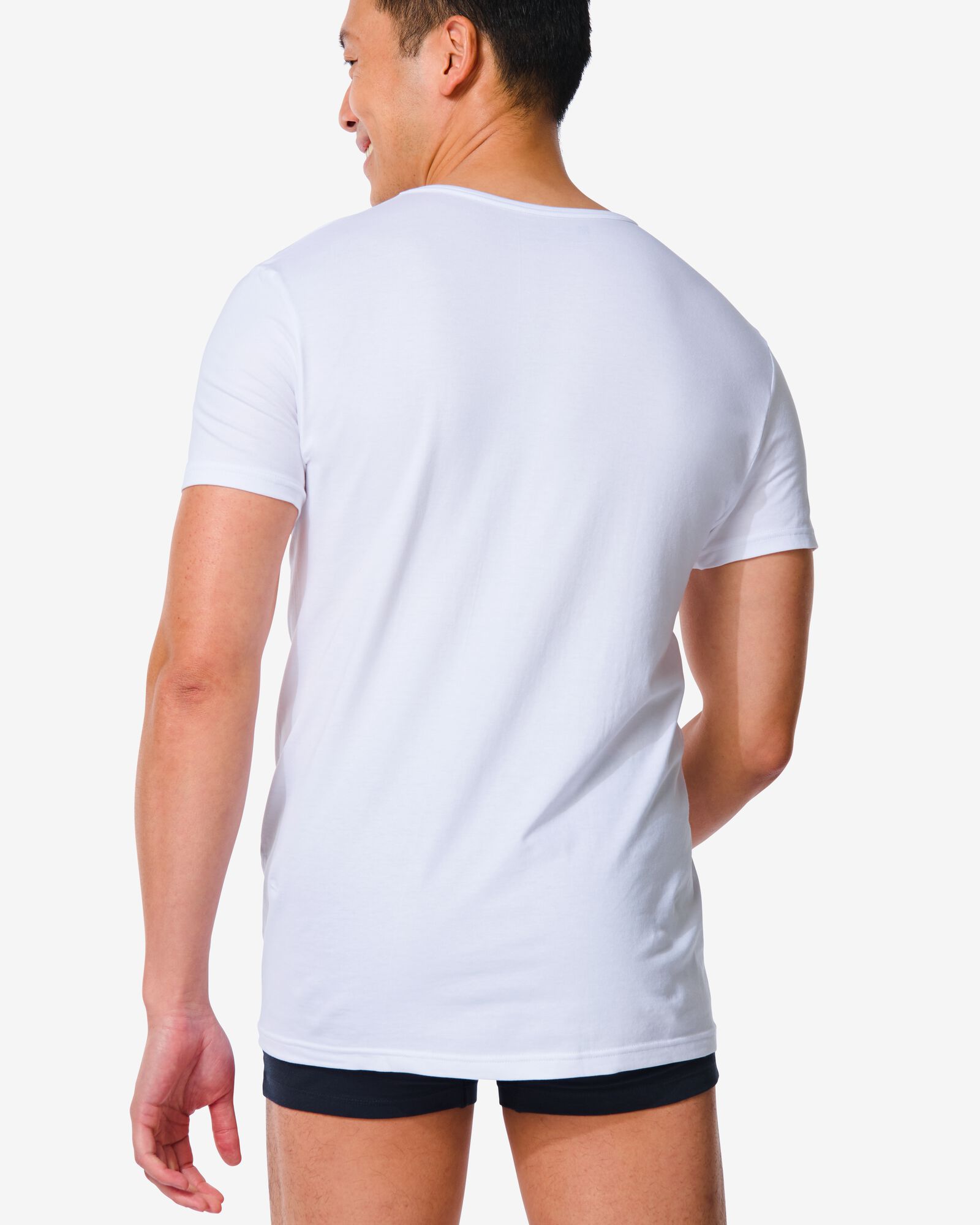 heren ondershirt slim fit o-hals naadloos - 2 stuks wit wit - 1000009848 - HEMA