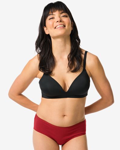 dameshipster katoen met kant donkerrood - 19630702DARKRED - HEMA