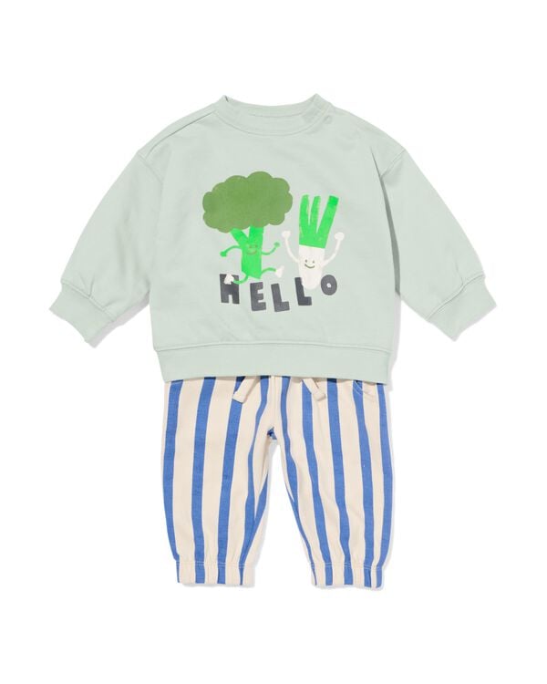 Baby-Bekleidungsset, bequeme Passform, gestreift gr&uuml;n gr&uuml;n - 33182370GREEN - HEMA