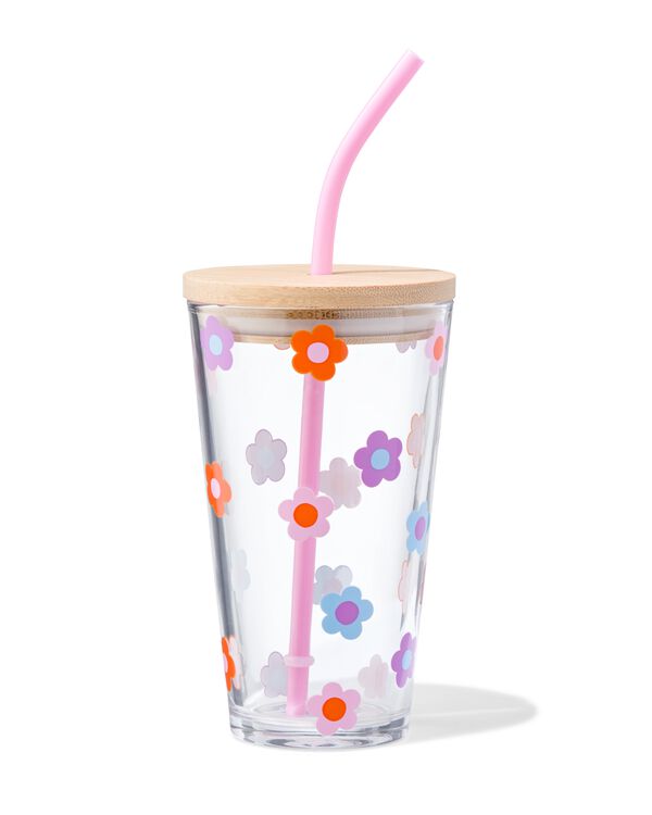 mason jar 410ml bamboe bloem - 61130103 - HEMA