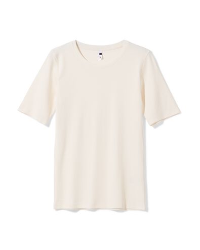 dames T-shirt Clara rib wit wit - 36259250WHITE - HEMA