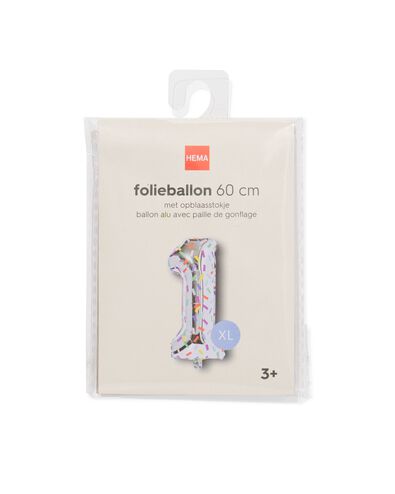 Folienballon Zahl 1, 60 cm, Konfetti - 14260058 - HEMA