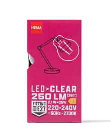 led kogel clear E27 2.1W 250lm - 20070048 - HEMA