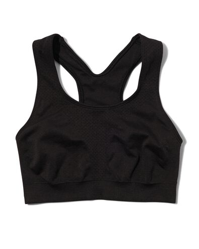 naadloze sporttop medium support zwart - 1000030850 - HEMA