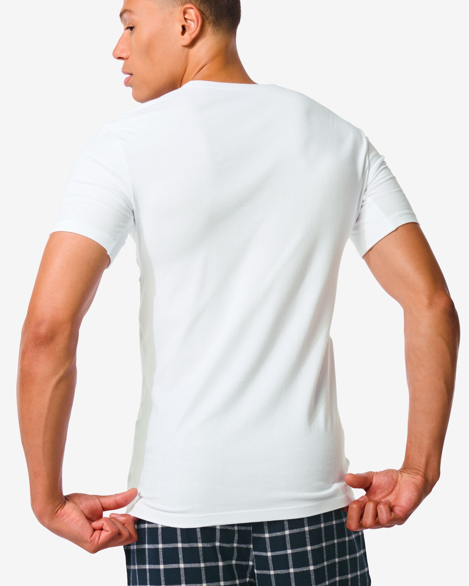 Herren-T-Shirt, Regular Fit, V-Ausschnitt, Anti-Transpiration wei&szlig; - 19171050WHITE - HEMA