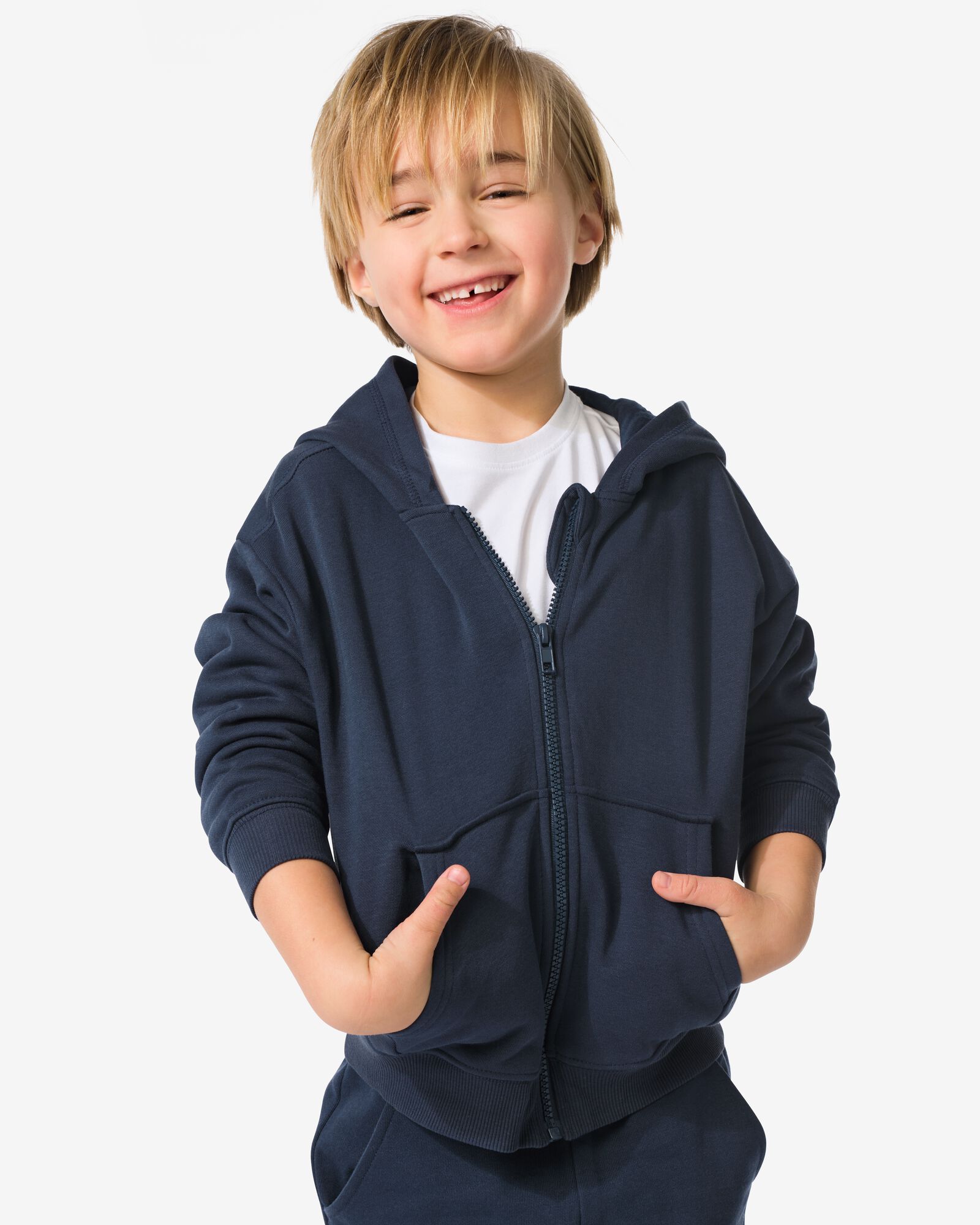 gilet sweat enfant bleu fonc&eacute; bleu fonc&eacute; - 30795055DARKBLUE - HEMA