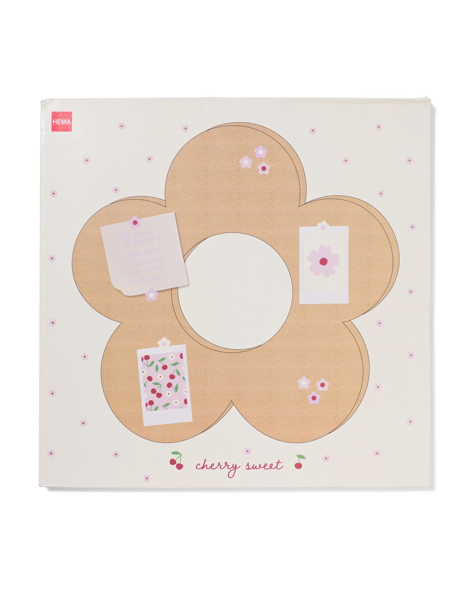 Pinnwand, 47 x 47 x 1,1 cm, Blume mit Rei&szlig;zwecken - 61104534 - HEMA