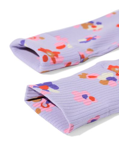 baby meegroeilegging rib bloemen paars - 33039570PURPLE - HEMA