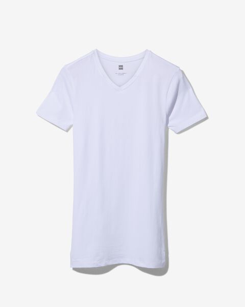 Herren-T-Shirt, Slim Fit, V-Ausschnitt , extralang weiß XXL - 34276867 - HEMA